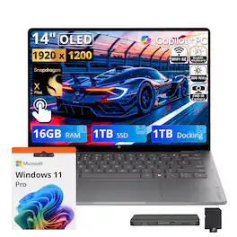 HP - Upgraded - OmniBook X 14" 2K AI Touch Laptop,Snapdragon X Plus X1P-42-100,16GB RAM,1TB SSD+1TB Dock,Backlit,Win 11 Pro - Silver