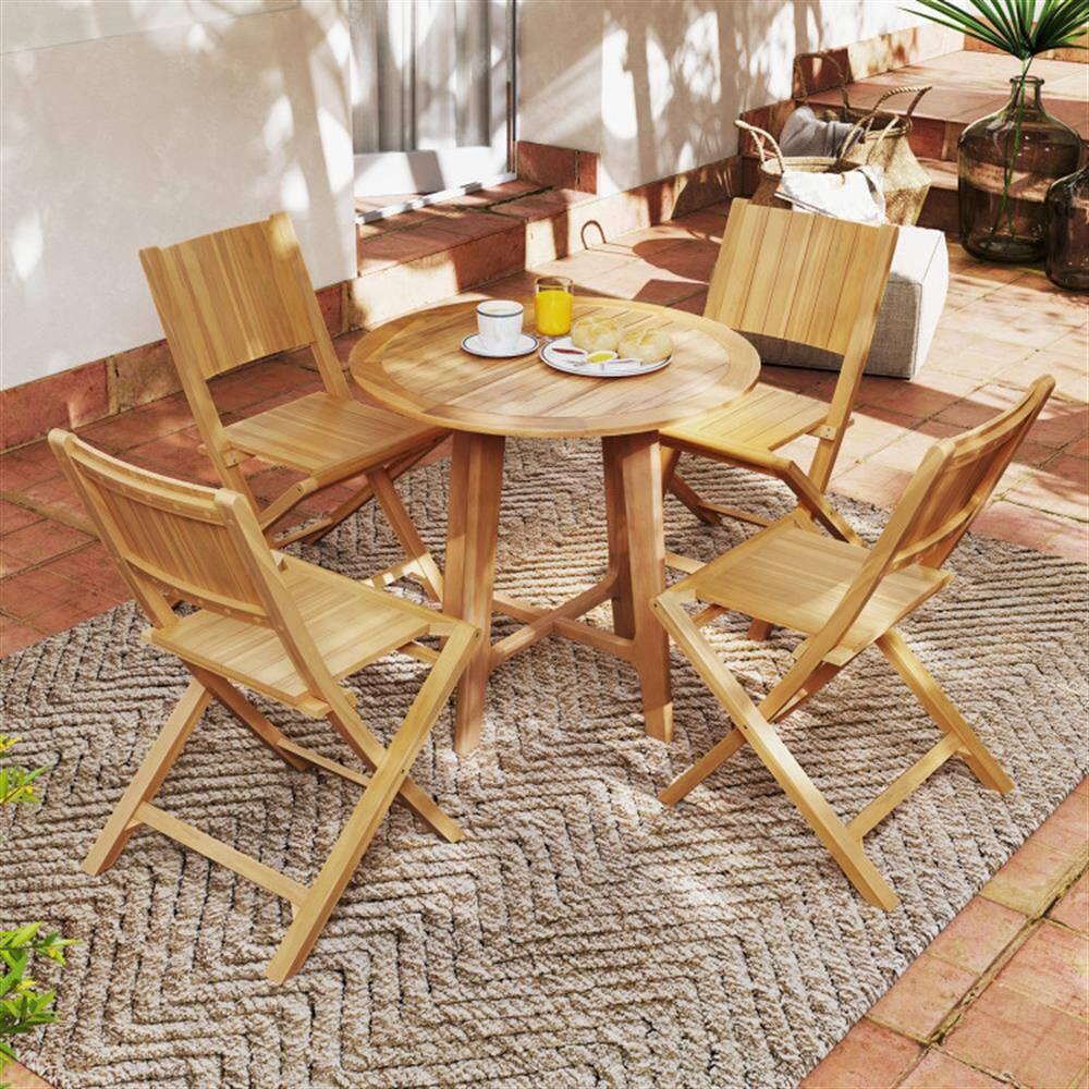 Angle. Kadyn - Outdoor Dining Room Chairs, Patio Kitchen Chairs,2 Pieces Teak Wood Outdoor Dining Chairs with Slatted Seat - Beige.