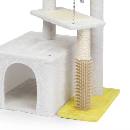 Alt View 8. Winado - 27inch Small Cat Tower with Scratching Post, Ball, Cat Condo, Padded Top Bed for Indoor Kittens Cats Indoor Activity - Yellow & White.