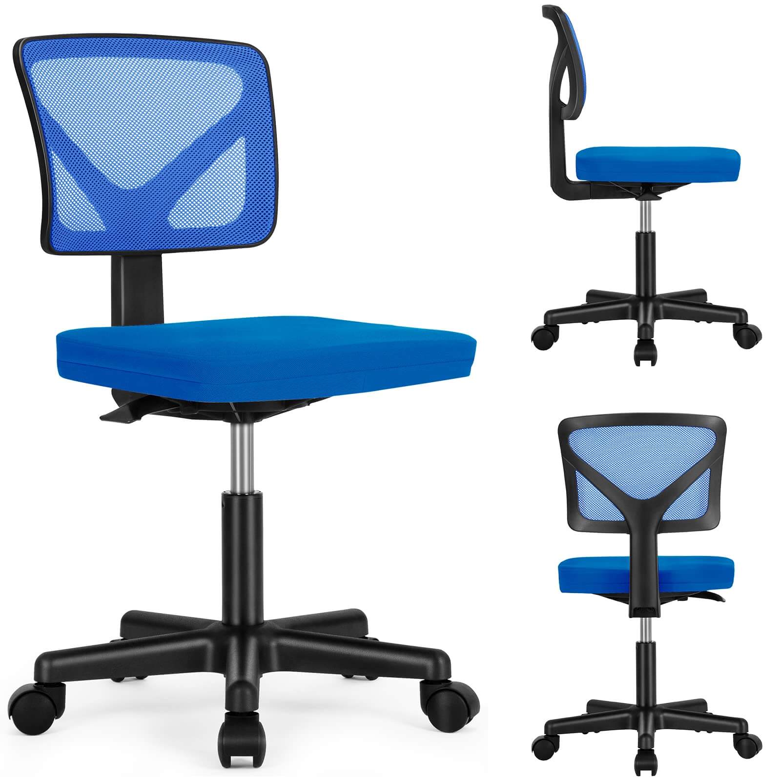 Alt View 1. Bestier - Ergonomic Low-Back Mesh Armless Office Chair, Adjustable Swivel Rolling Computer Chair Home Office Desk Chair - Blue.