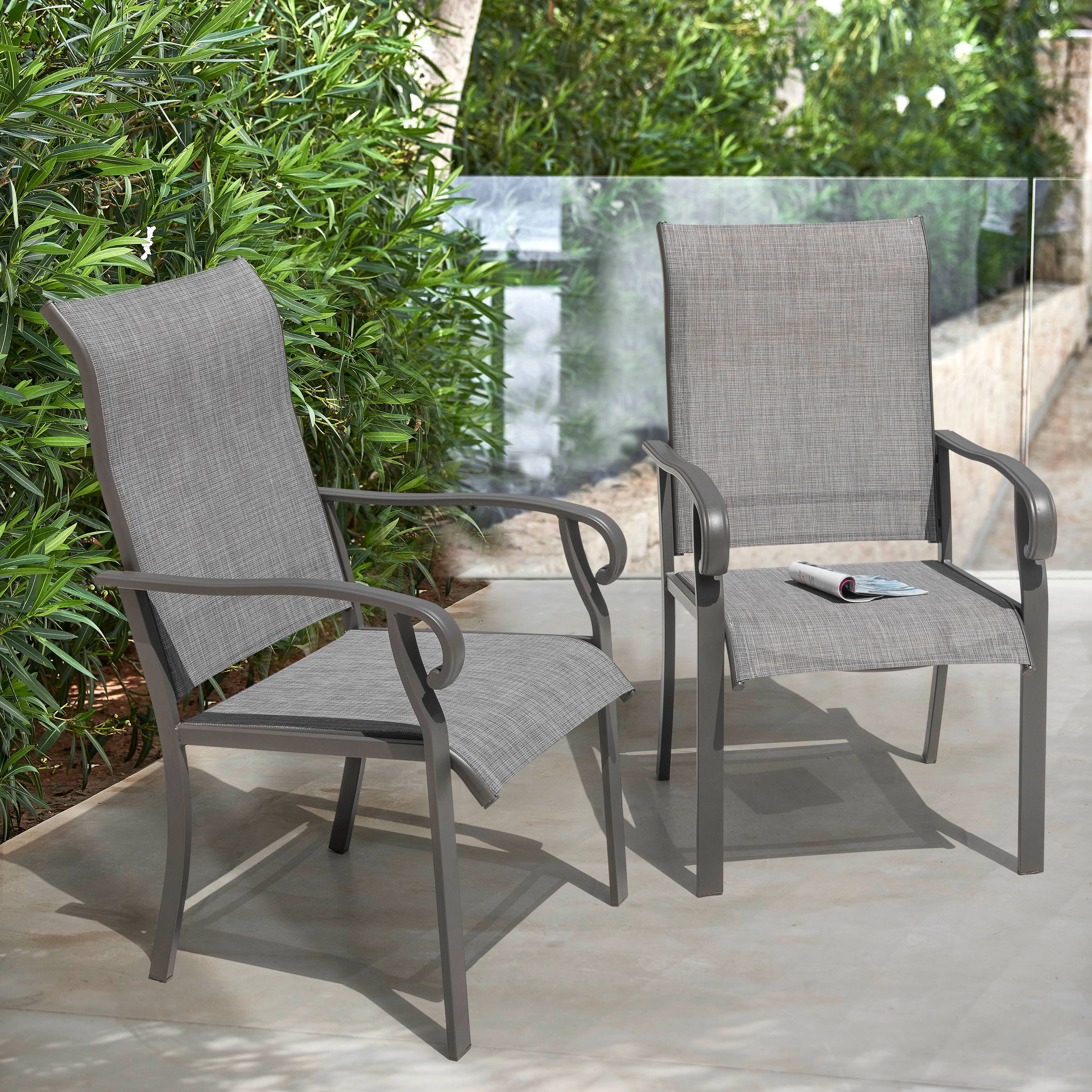 Left. Nuu Garden - Outdoor 2-Piece Patio Chair Set, Textilene Fabric, Powder-coated Iron Frame - Light Gray.