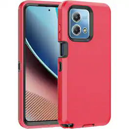 Entronix - Heavy Duty Triple-Layer Case for Moto G Power 2024 - Ultimate Protection - Red