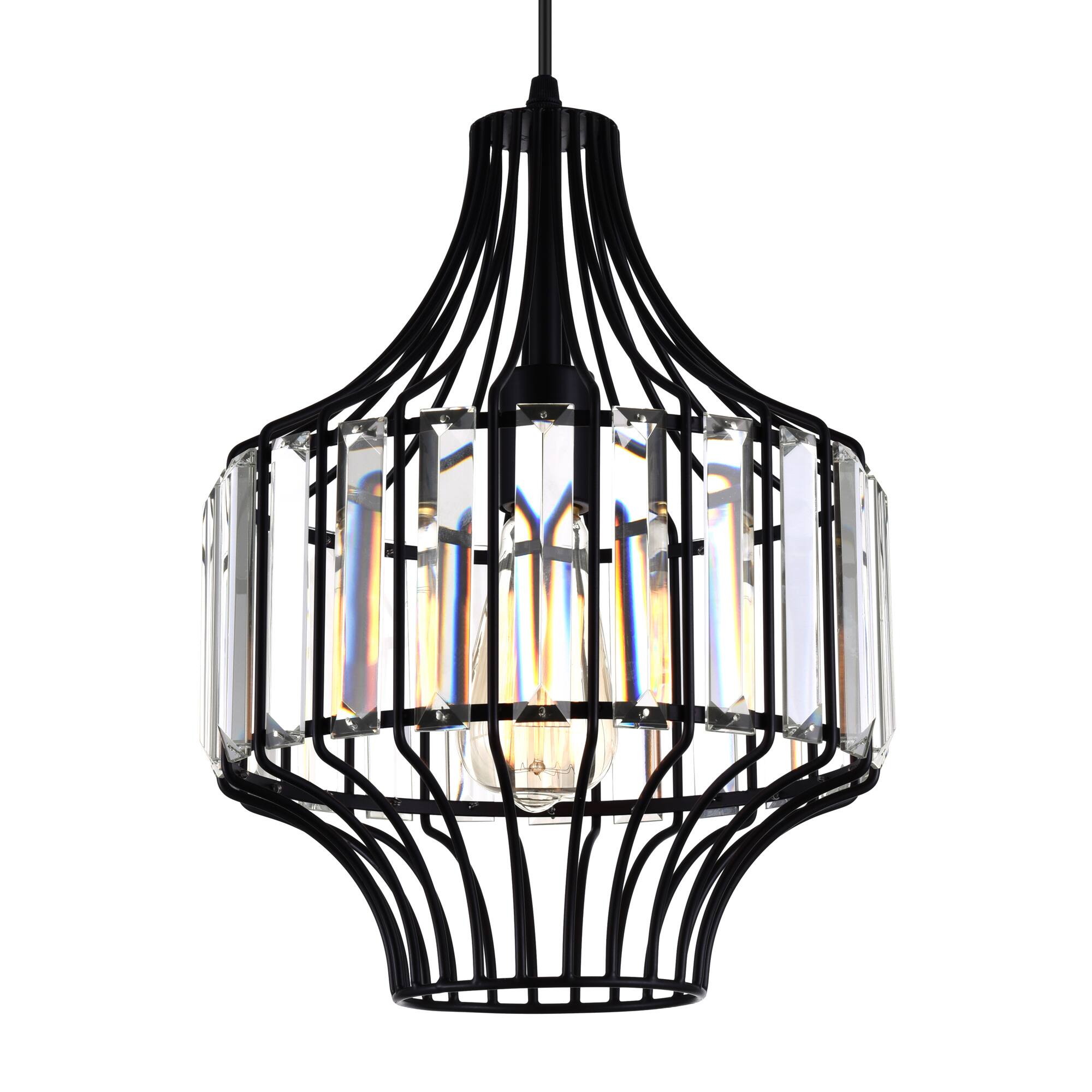 Back. CWI Lighting - Alethia 1 Light Down Pendant With Black Finish - Black.