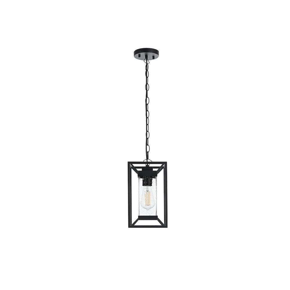 Back. Elegant Lighting - Willington 7 inch Outdoor Pendant in Black - Black.