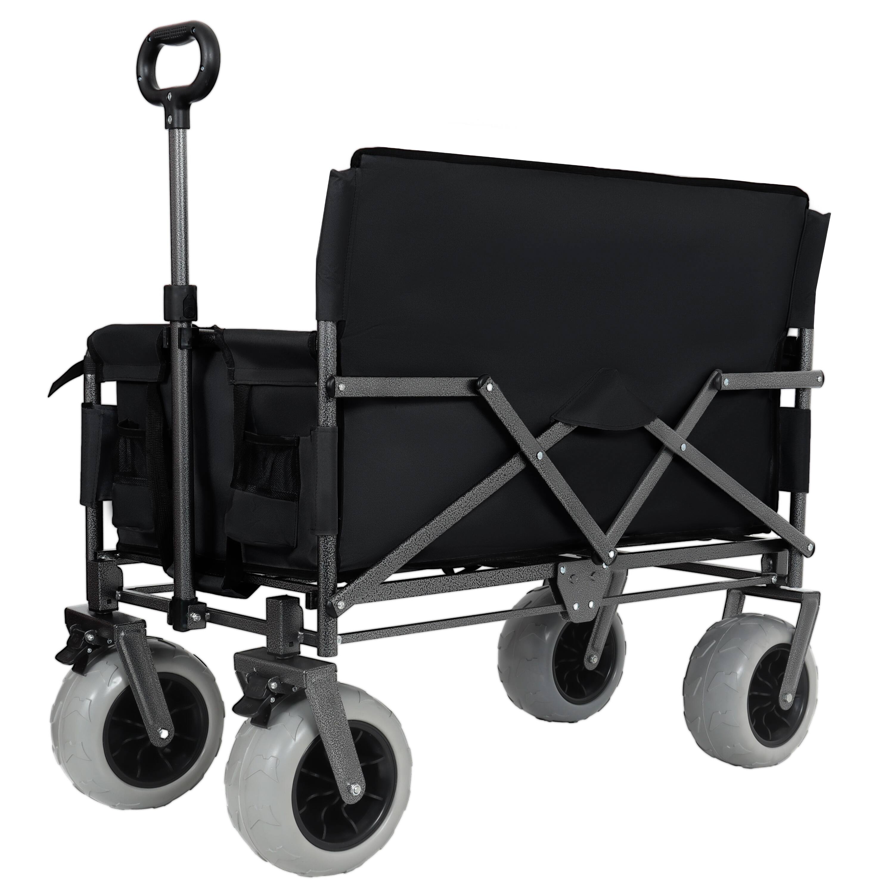 Alt View 1. Mondawe - 3-in-1 500lbs Convertible Folding Wagon Utility Carts - Bench Seat w/ 180L Capacity, All-Terrain Wheels - Black.
