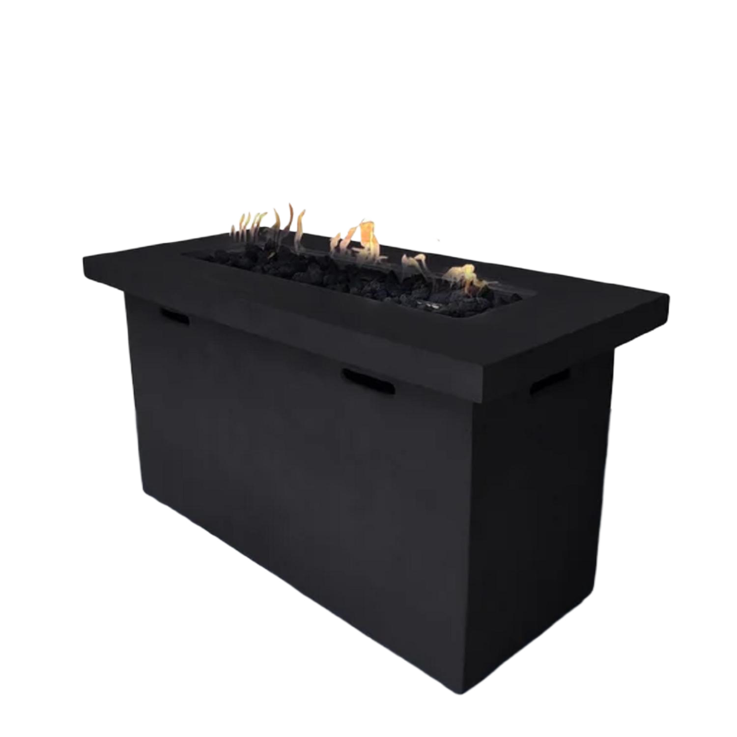 Front. Spaco - 25" H x 42" W Fiber Reinforced Concrete Propane Outdoor Fire Pit Table - Charcoal.