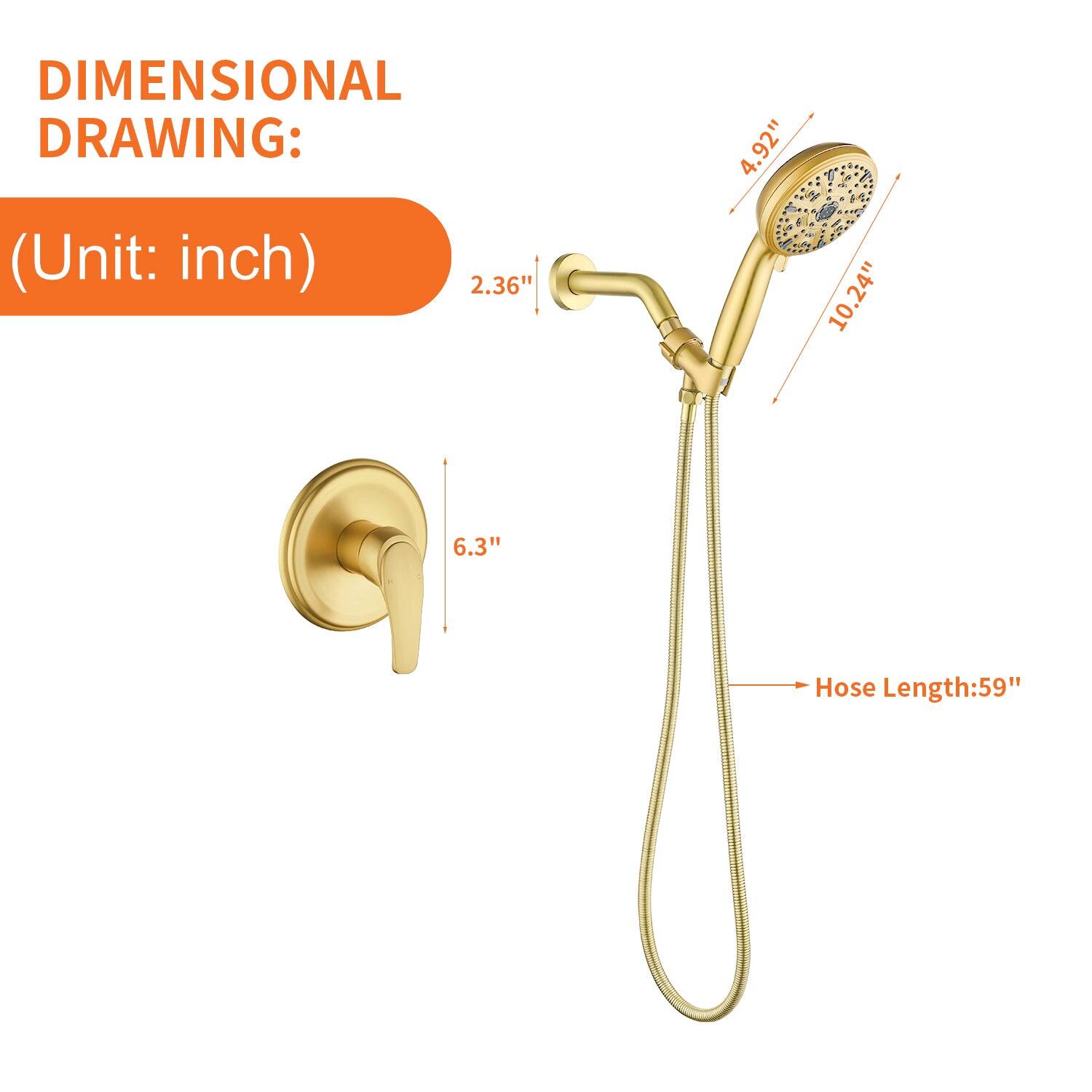 DIMENSIONAL DRAWING:  
(Unit: inch)  
- 2.36"  
- 4.92"  
- 10.24"  
- 6.3"  
- Hose Length: 59"