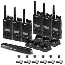 Motorola Solutions - 6 x Motorola RMU2080d On-Site 2-Way Radio with Display - 6 Pack With Mics Bundle - Black