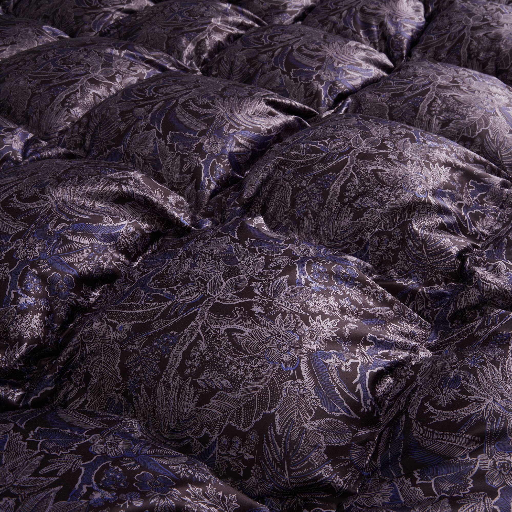 Alt View 1. Puredown - Puredown Luxurious Silk Cover 93% White Goose Down Comforter Duvet Insert, Midnight Garden, King - Midnight Garden.