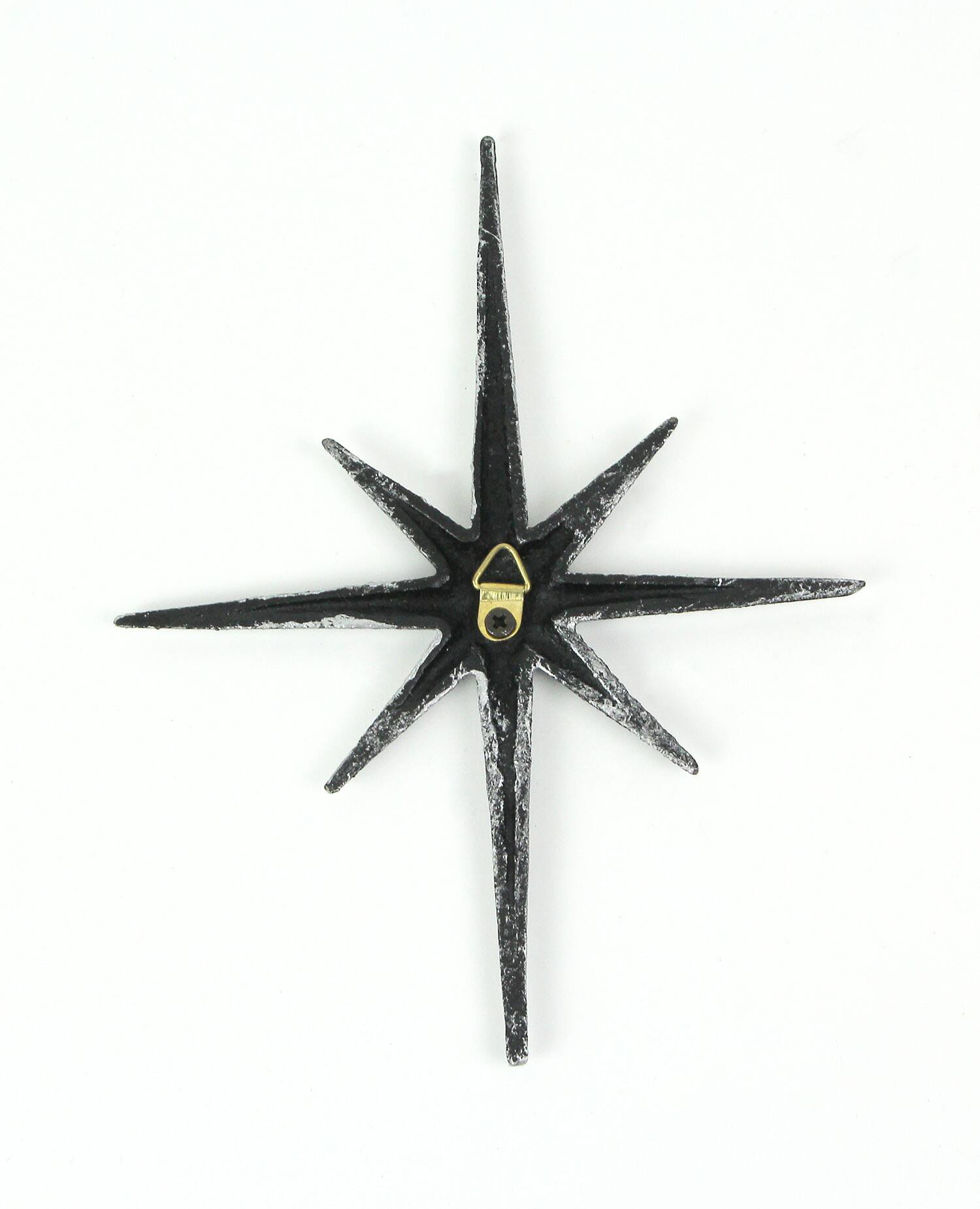 Alt View 4. Zeckos - Set of 3 Metallic Silver Cast Iron 8 Pointed Starburst Wall Hangings Stars - Silver.