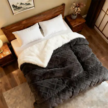 Front. Shatex - warm and thick twin 2 pieces comforter set extremely soft and comfortable - gray.