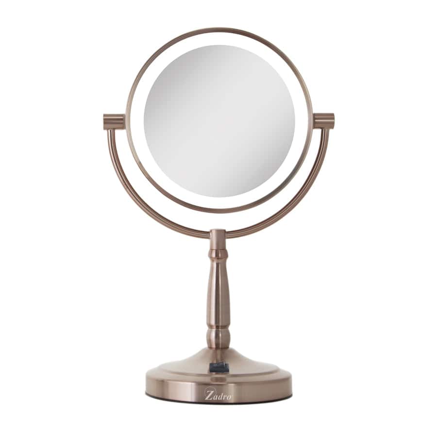 Front. Zadro - Cordless LED Lighted Makeup Mirror with 10X/1X Magnifications for Flawless Beauty - Rose Gold.