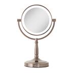 Front. Zadro - Cordless LED Lighted Makeup Mirror with 10X/1X Magnifications for Flawless Beauty - Rose Gold.