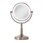 Front. Zadro - Cordless LED Lighted Makeup Mirror with 10X/1X Magnifications for Flawless Beauty - Rose Gold.