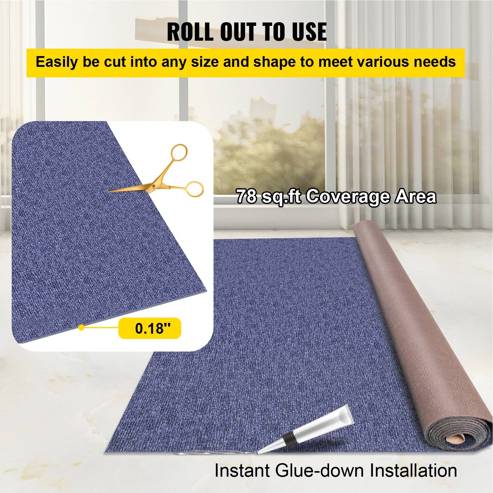 ROLL OUT TO USE

Easily be cut into any size and shape to meet various needs

78 sq.ft Coverage Area

0.18"

Instant Glue-down Installation