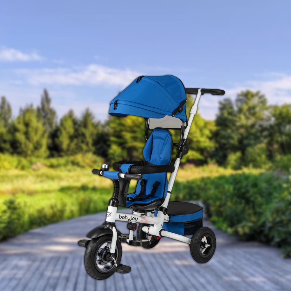 Hivvago - Foldable Baby Trike Stroller with Adjustable Canopy and Reversible Seat - Blue