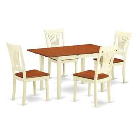 East West Furniture - 5 Pc Kitchen dinette set - Dinette Table and 4 dinette Chairs - Buttermilk & Cherry