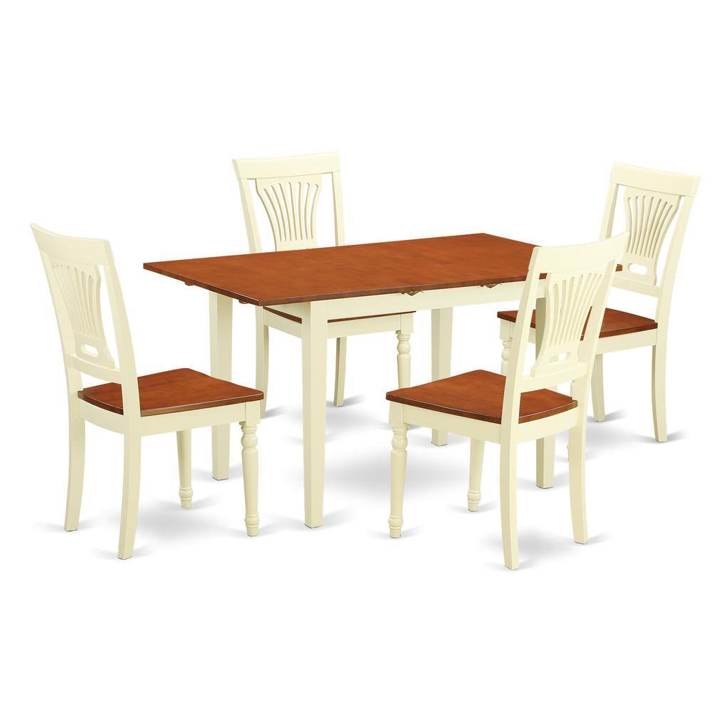 East West Furniture - 5 Pc Kitchen dinette set - Dinette Table and 4 dinette Chairs - Buttermilk & Cherry