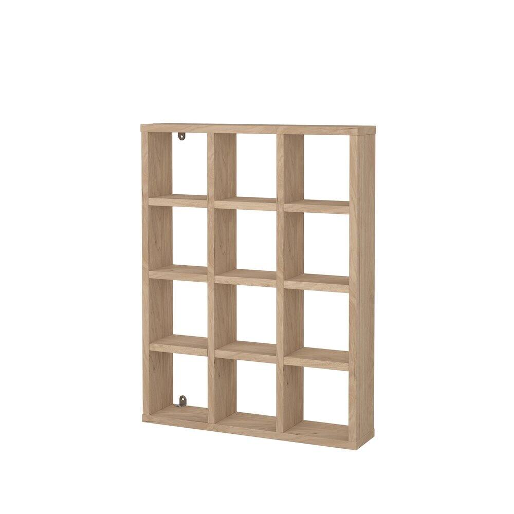 Left. Tvilum - Hyper 12 Cubby Wall Unit, Jackson Hickory - Brown.