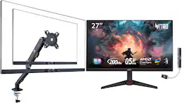 Acer - Nitro VG270X 27" FHD IPS Monitor, 0.5ms Response Time, HDMI, (UM.HV0AA.101) w/DKZ Hub & ErgoFlexy Single Mount Arm - Black