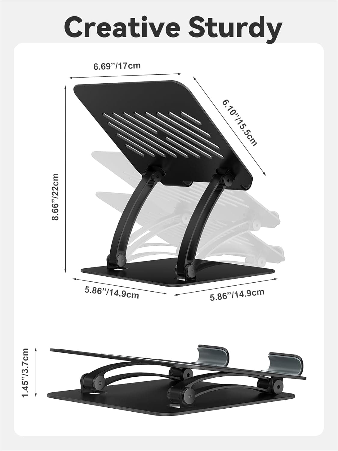 Creative Sturdy

6.69"/17cm  
6.10"/15.5cm  
8.66"/22cm  
5.86"/14.9cm  
5.86"  
5.86"/14.9cm  
1.45"/3.7cm