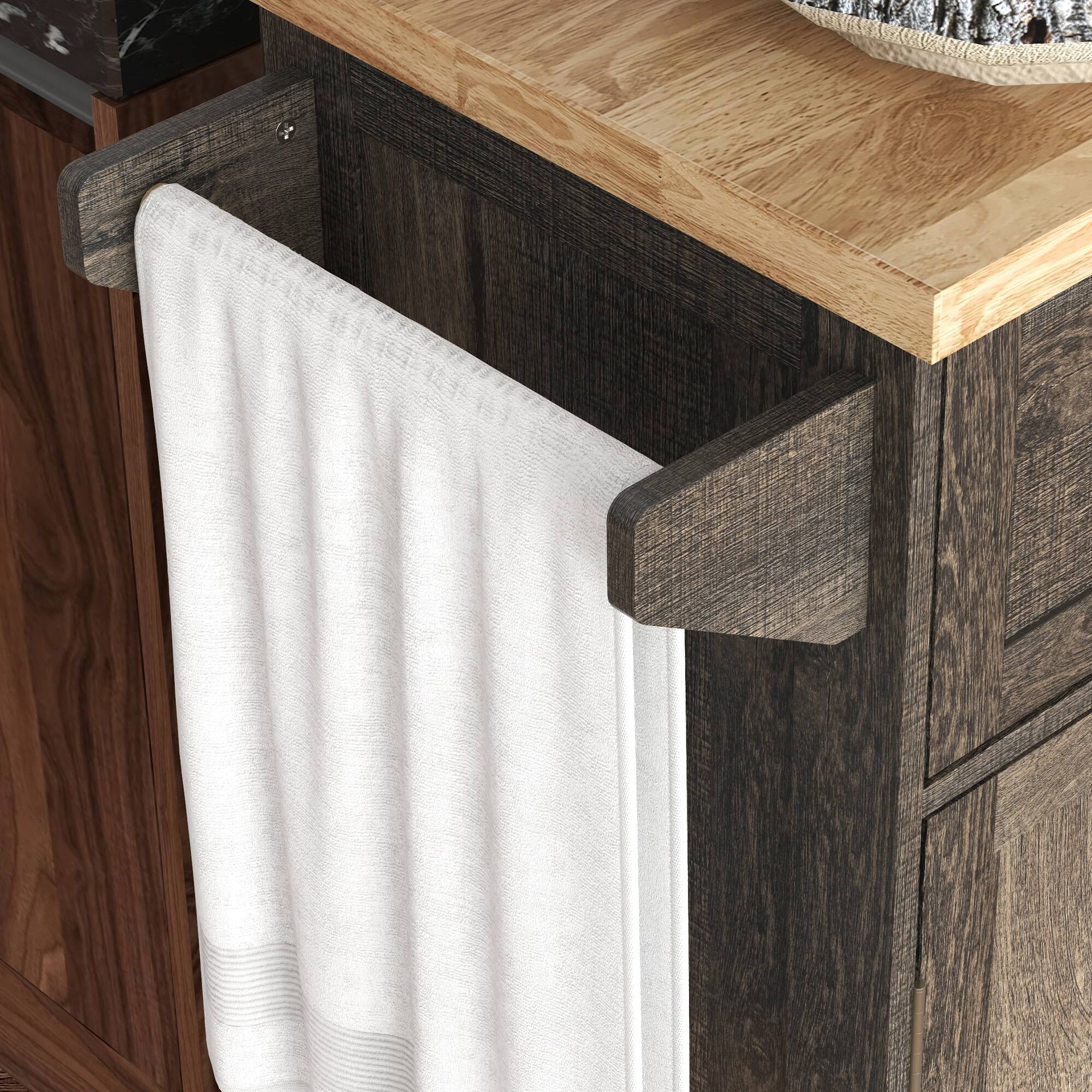 Alt View 5. Homcom - Triple-Cabinet Rolling Kitchen Island on Wheels, Kitchen Cart with Storage Shelf Adjustment, Rolling Utility Cart - Distressed Brown.