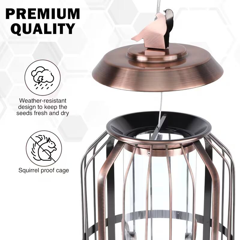 PREMIUM QUALITY

Weather-resistant design to keep the seeds fresh and dry

Squirrel proof cage