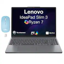 Lenovo - IdeaPad Slim 3 Laptop 15.3 WUXGA Display (Ryzen 7 170, 32GB, 2TB SSD, Win 11 Pro) w/Dockztorm Wireless Mouse - Luna Grey