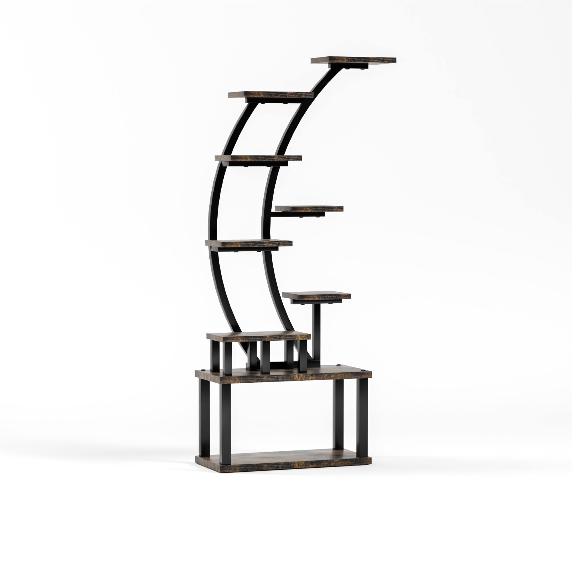 Alt View 10. GOODSILO - Tall Indoor Plant Stand with Adjustable Grow Lights and Multi-Tier Shelving for Enhanced Plant Growth - Rustic Brown.