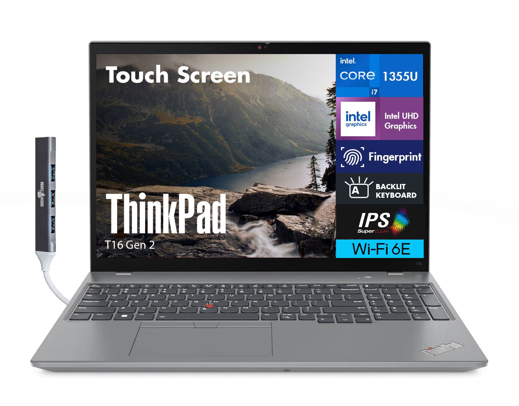 Lenovo - T16 Gen 2 Laptop 16.0 WUXGA (Intel i7-1355U, 16GB DDR5, 512GB SSD, Intel UHD, Win11P) w/USB Hub - Storm Grey
