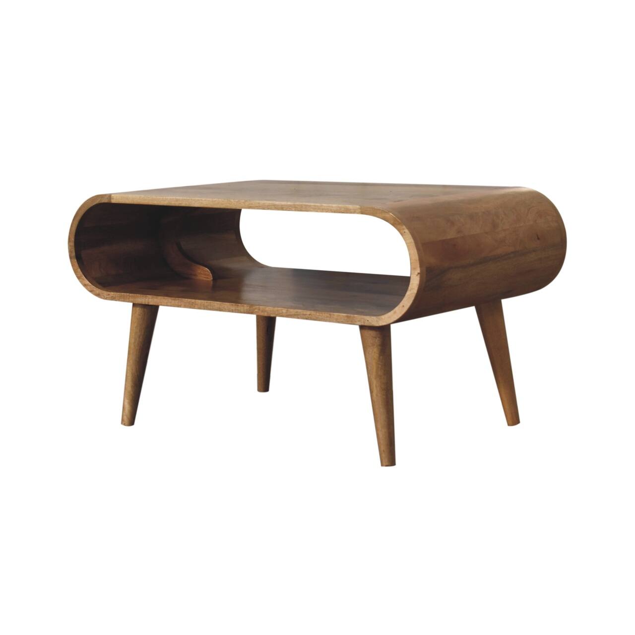 Left. Artisan Furniture - Artisan Furniture Solid Wood Open Oak-ish Coffee Table, Open Storage, Light Brown - Brown.