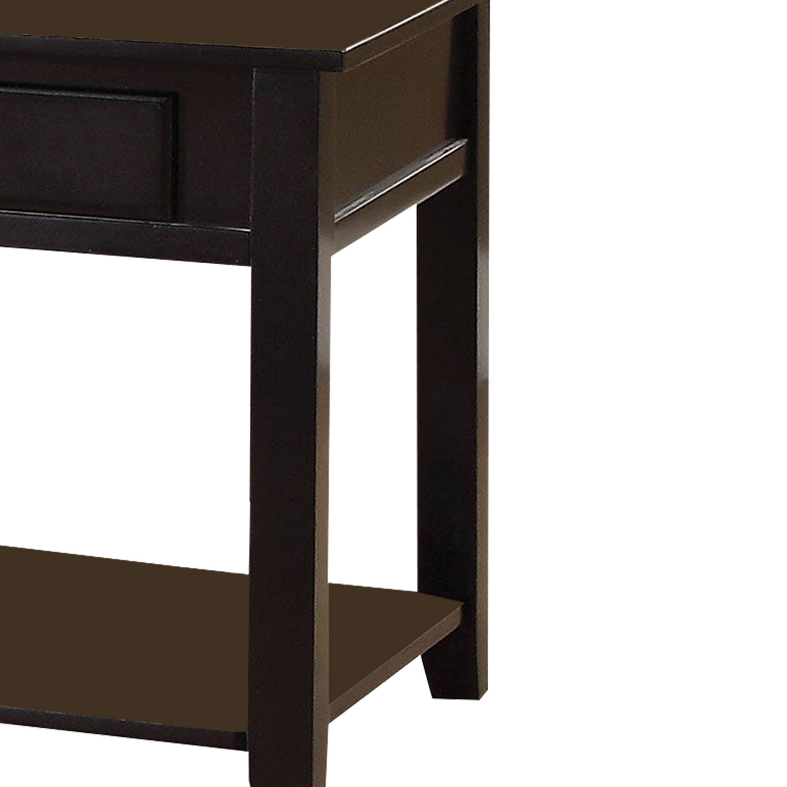 Alt View 3. Manhattan Lane - Wooden End Table with One Drawer and One Shelf - Black.