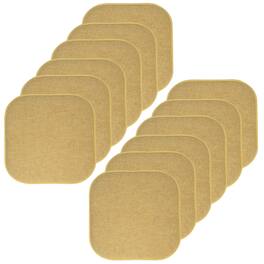 Sweet Home Collection - Alexis Memory Foam No Slip Back 16" x 16" Chair Pad Cushions, 12-Pack - Gold