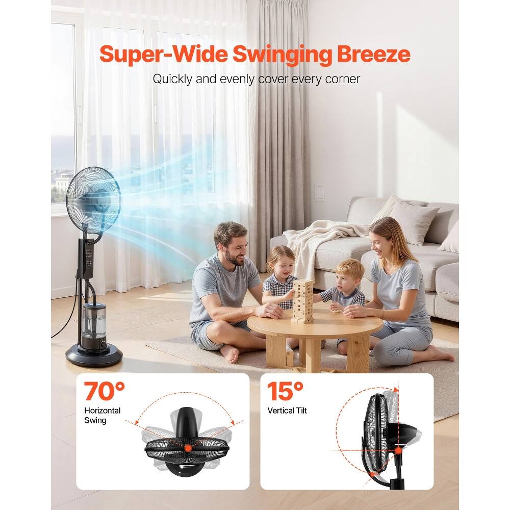 Super-Wide Swinging Breeze  
Quickly and evenly cover every corner  
70° Horizontal Swing  
15° Vertical Tilt