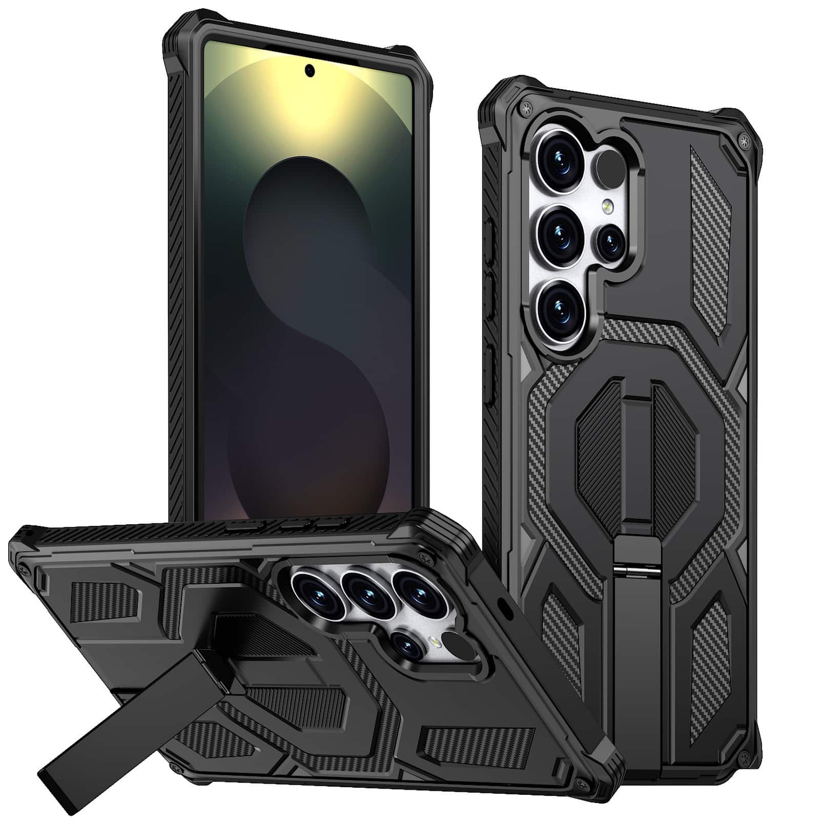 Dteck - Heavy Duty Rugged Magnetic Case For Samsung Galaxy S26 Ultra, Foldable Kickstand Shockproof Protection Cover - Black price history on PriceWatchPro