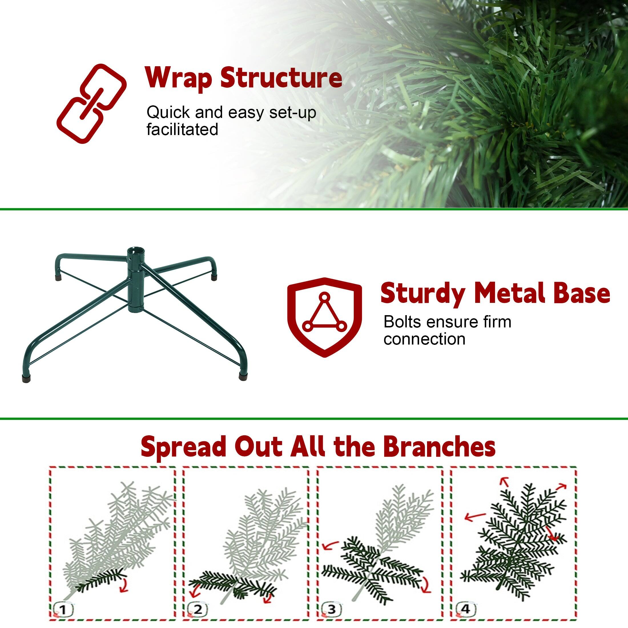 Wrap Structure  
Quick and easy set-up facilitated  

Sturdy Metal Base  
Bolts ensure firm connection  

Spread Out All the Branches  
1  
2  
3  
4