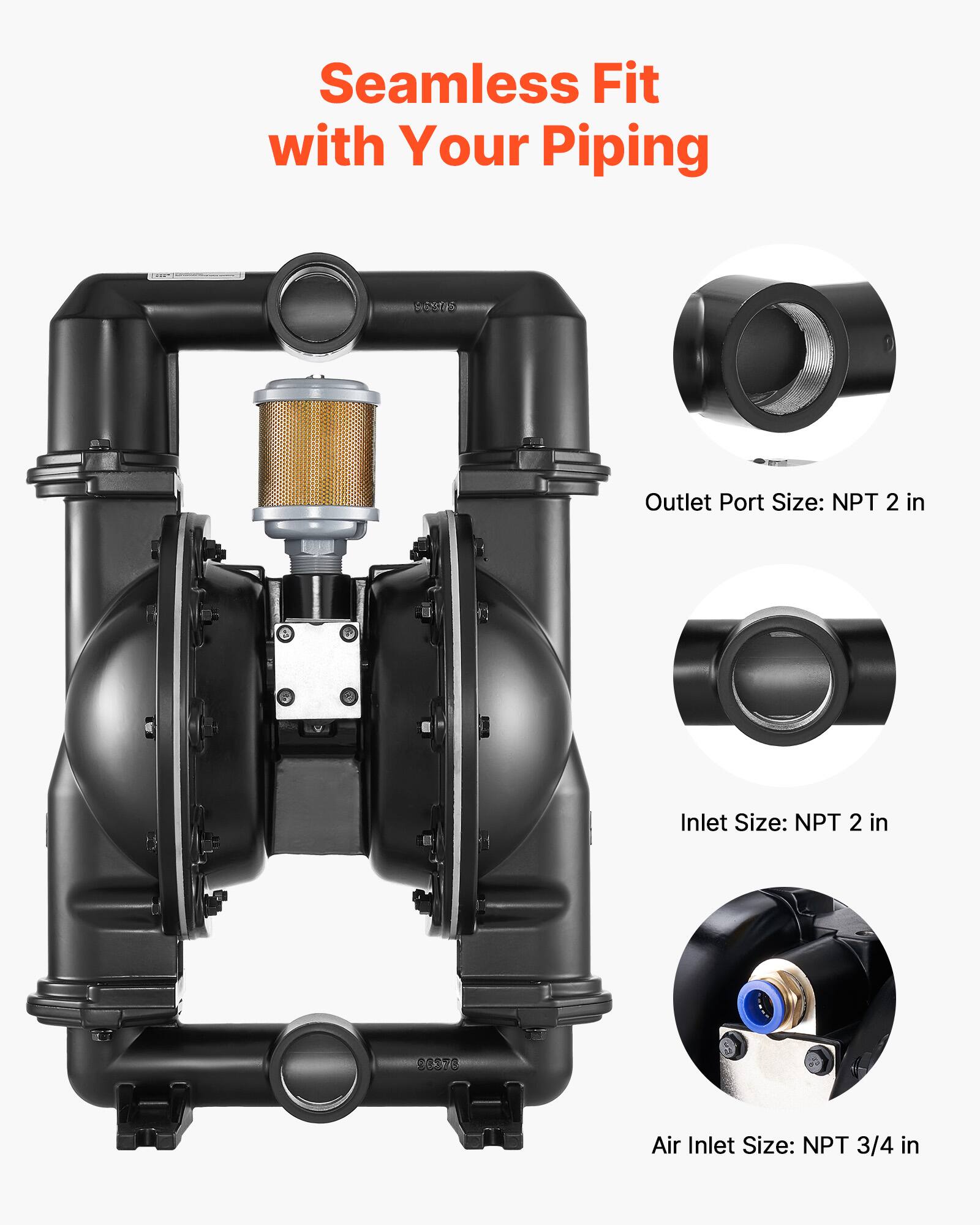 Seamless Fit with Your Piping

Outlet Port Size: NPT 2 in

Inlet Size: NPT 2 in

Air Inlet Size: NPT 3/4 in