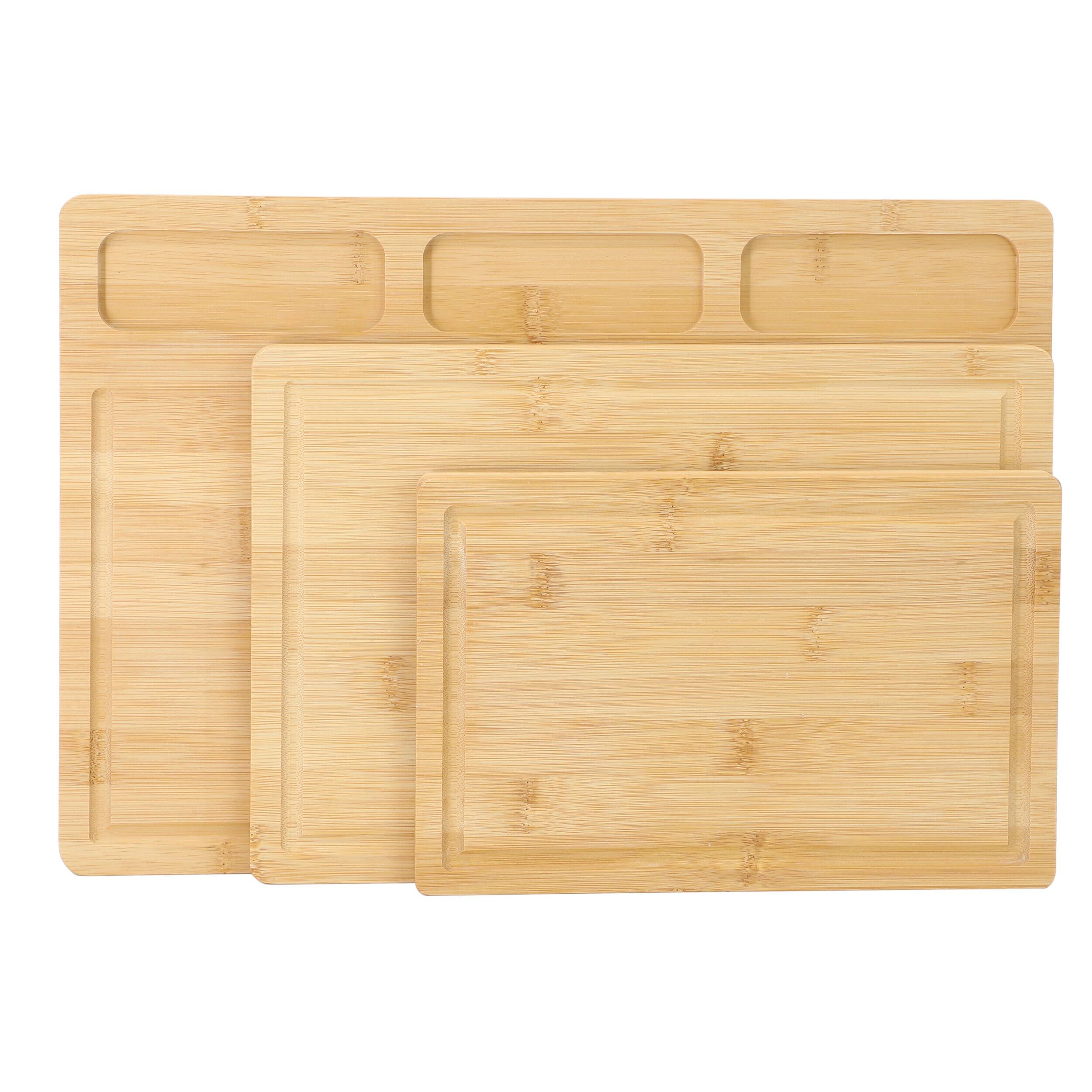 Alt View 1. MegaChef - MegaChef 3 Piece Bamboo Cutting, Prep and Serving Boards - Brown.