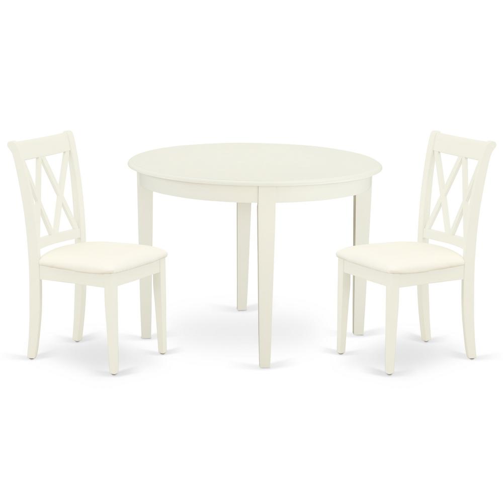 Back. East West Furniture - Dining Room Set Linen White - Brown.