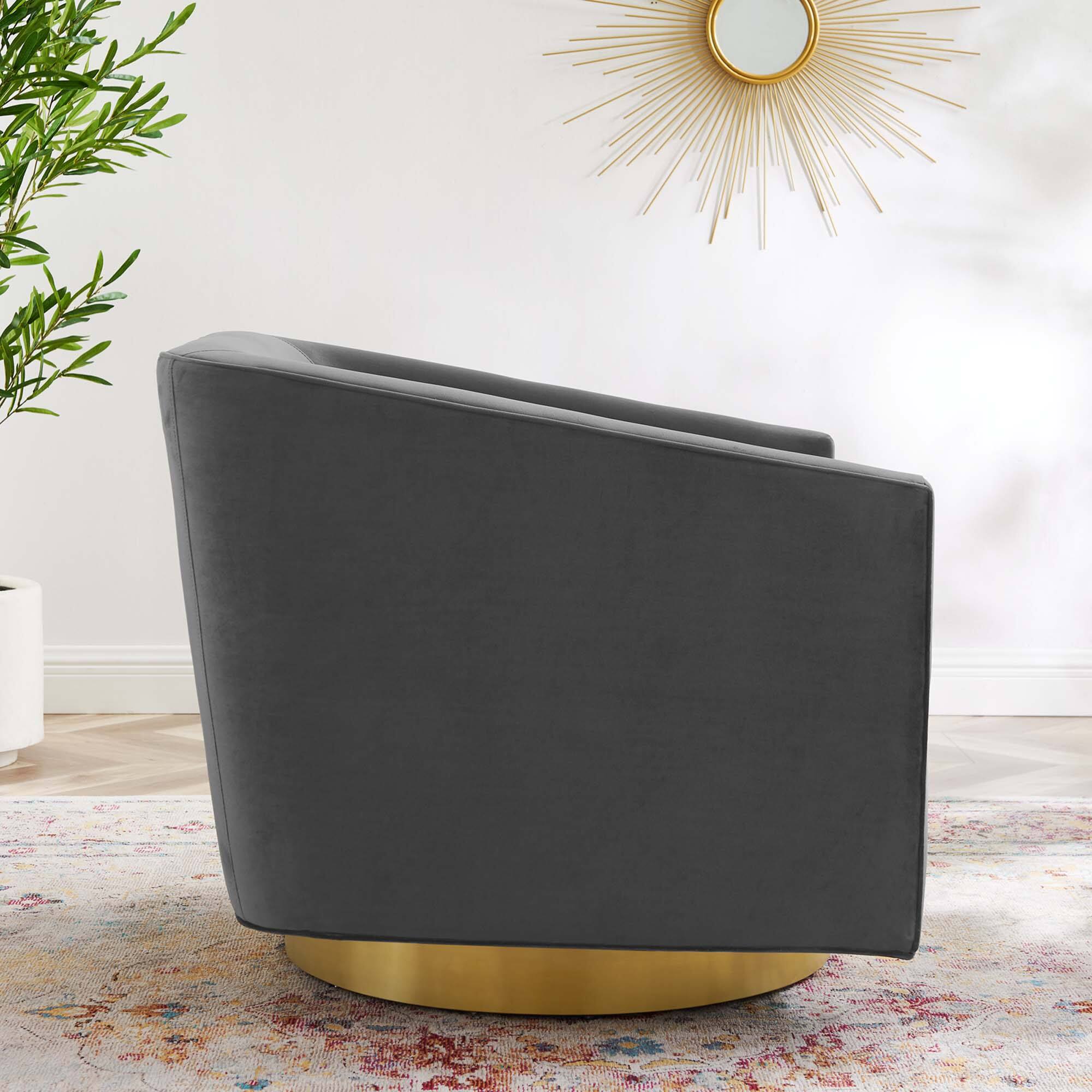 Left. Modway - Twist Accent Lounge Performance Velvet Swivel Chair by Modway - Gold Charcoal.