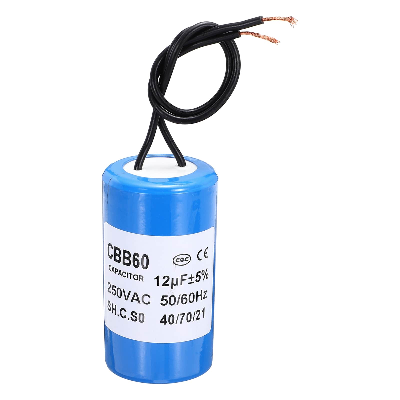 Unique Bargains - 12uF CBB60 Running Capacitor, AC 250V 2 Wires 50/60Hz Cylinder 64x35mm for Water Pumps, Washing Machines - Blue price history on PriceWatchPro