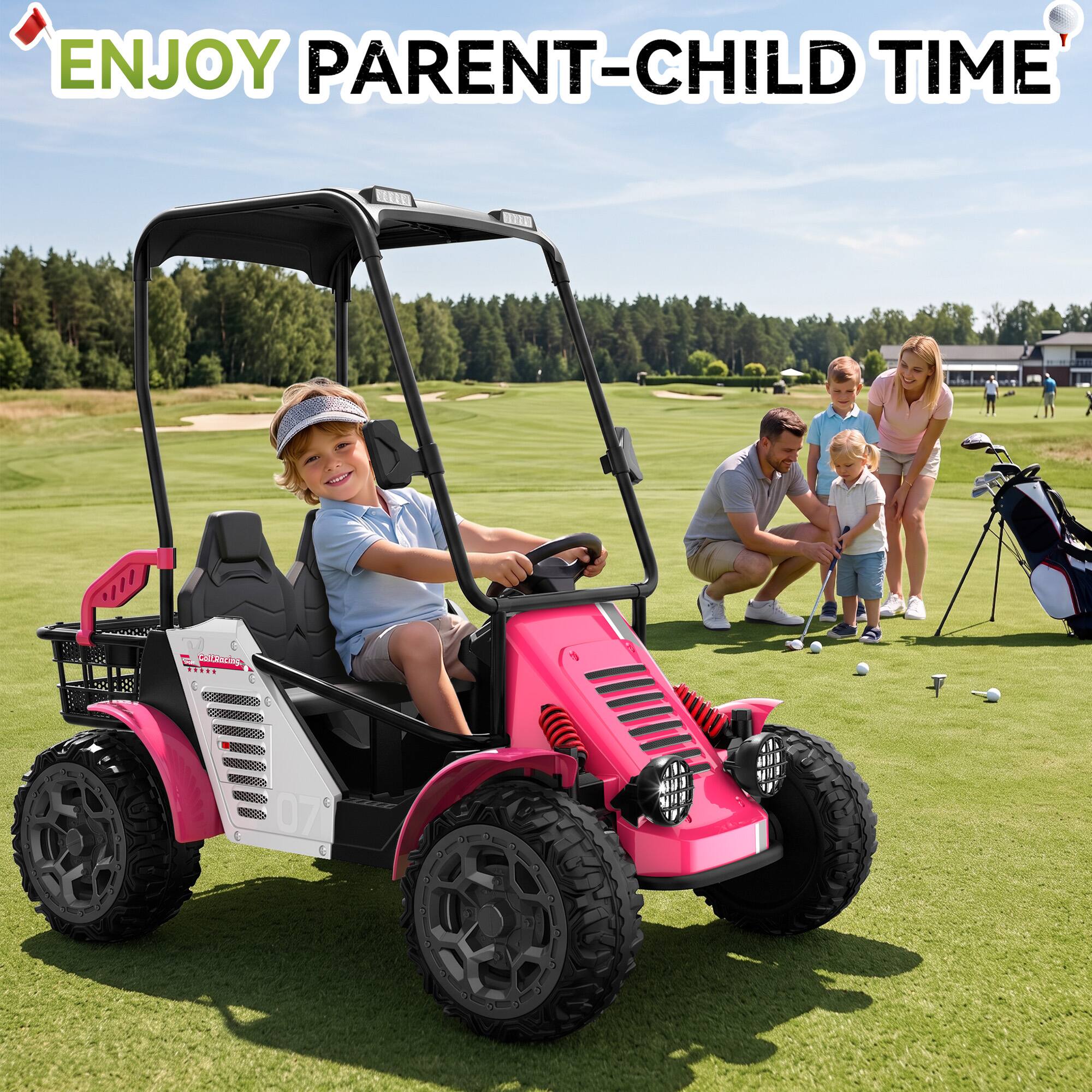 ANPABO 24V 4WD Kids Electric Golf Cart – 2 Seater Ride On with Remote ...