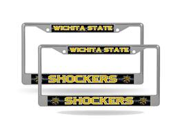 Rico Industries - Wichita State Shockers (Set of 2) Sparkly Glitter Bling Look Chrome License Plate Frames Car Truck Wall - Multi