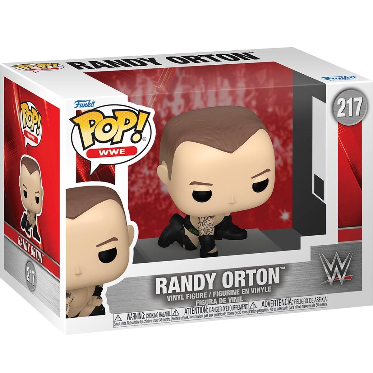 ROP! RANDY ORTON Funk START WWE POP! WWE  
Funko 217  
RANDY ORTON 217  
ORTON W RANDY FIGURE / FIGURINE EN VINYLE VINYL DE VINIL PELIGRO DE ASFIXIA, FIGURA ADVERTENCIA: mios menores de 36 meses, ATTENTION: DANGER D'TOUFFEMENT, 36 mois, Partes pequeas. No IS adecuado para HAZARD, enfants de moins de WARNING: CHOKING Ne convient pas XUS under 36 moriths, Petites pieces. No. subable for children Small parts.