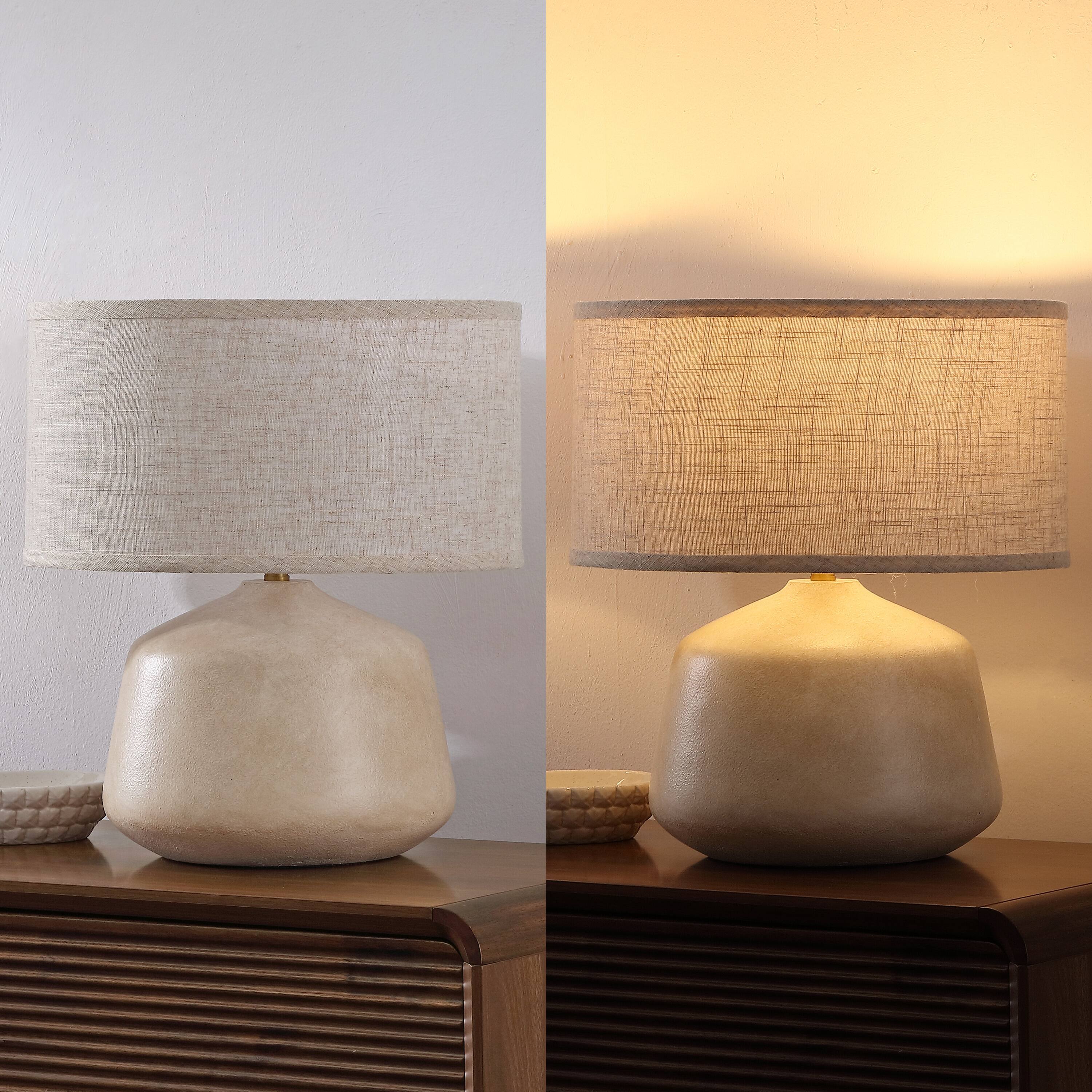 Alt View 6. Jonathan Y - Mikel 17.3 in. Organic Modern Tapered Sculptural Textured Ceramic-Look Resin LED Table Lamp, Cream (Set of 2) - Cream.