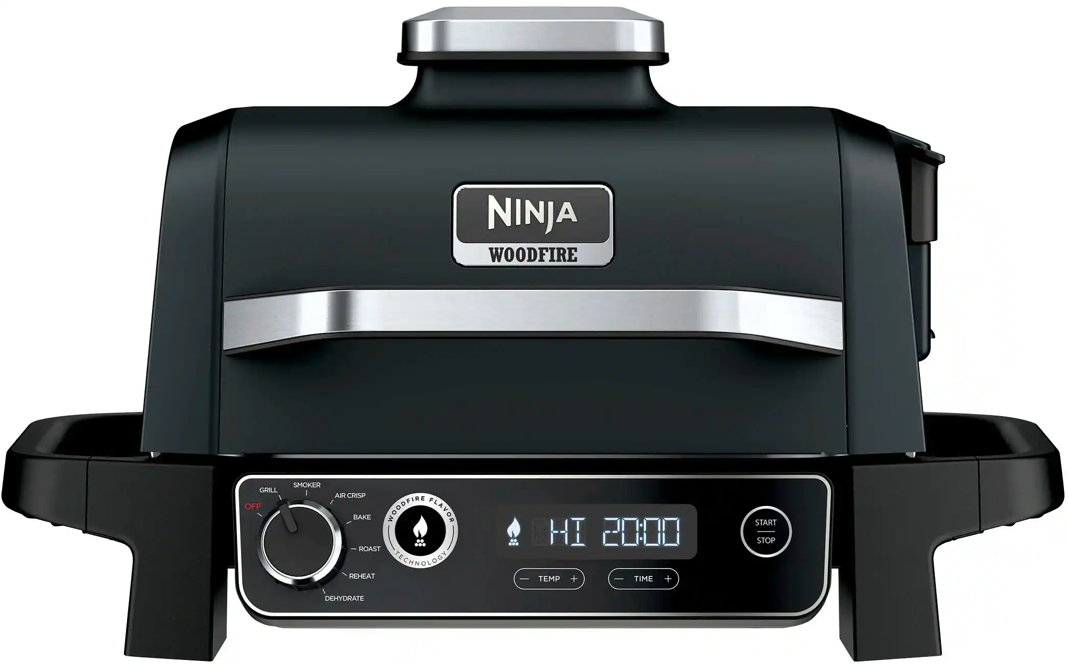 Ninja - Refurbished Woodfire Outdoor Grill & Smoker, 7-in-1 Grill, BBQ Smoker, & Air Fryer w/ Woodfire Technology - Black