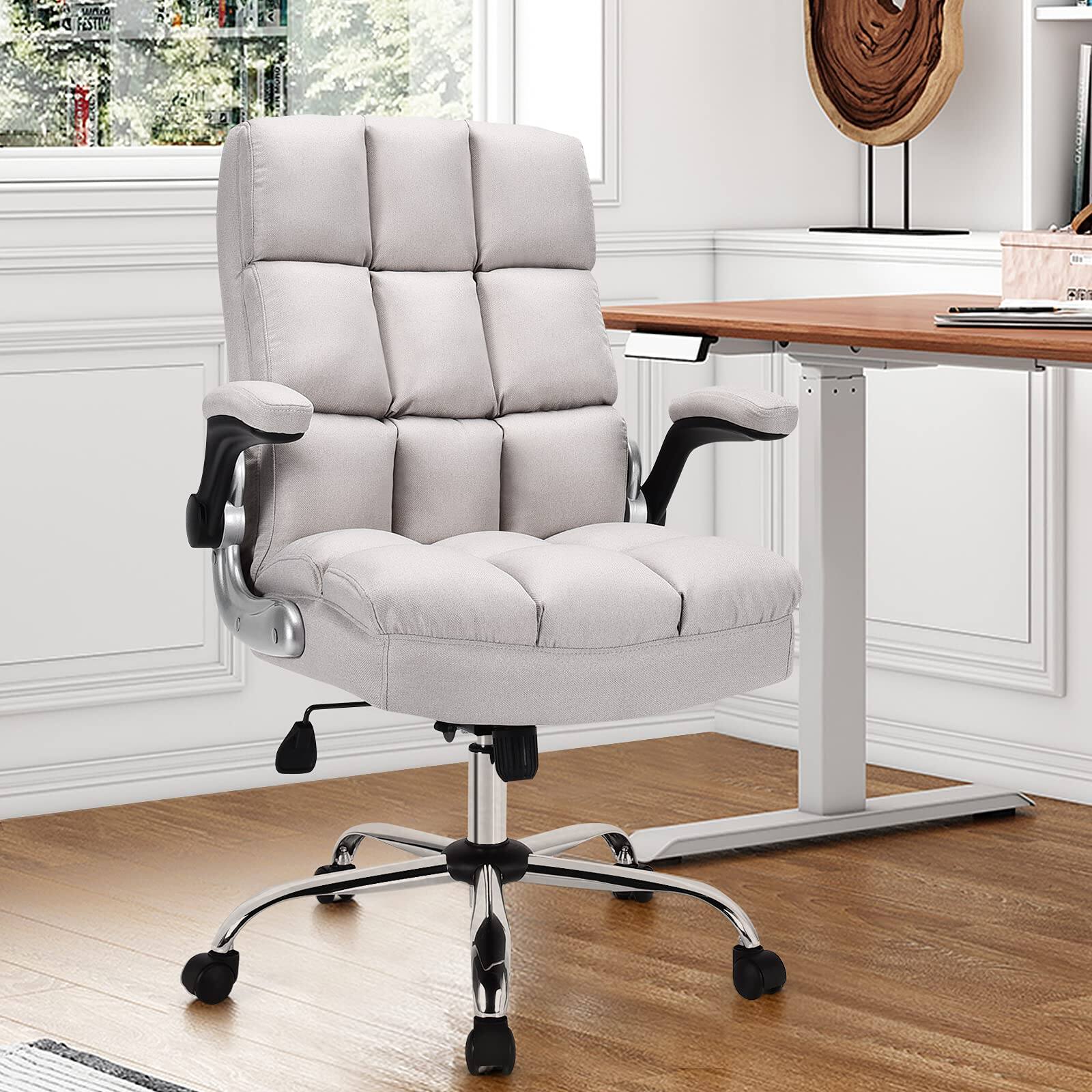 Alt View 1. Ecooso - Adjustable Swivel Office Chair with High Back and Flip-up Arm for Home and Office - Beige.