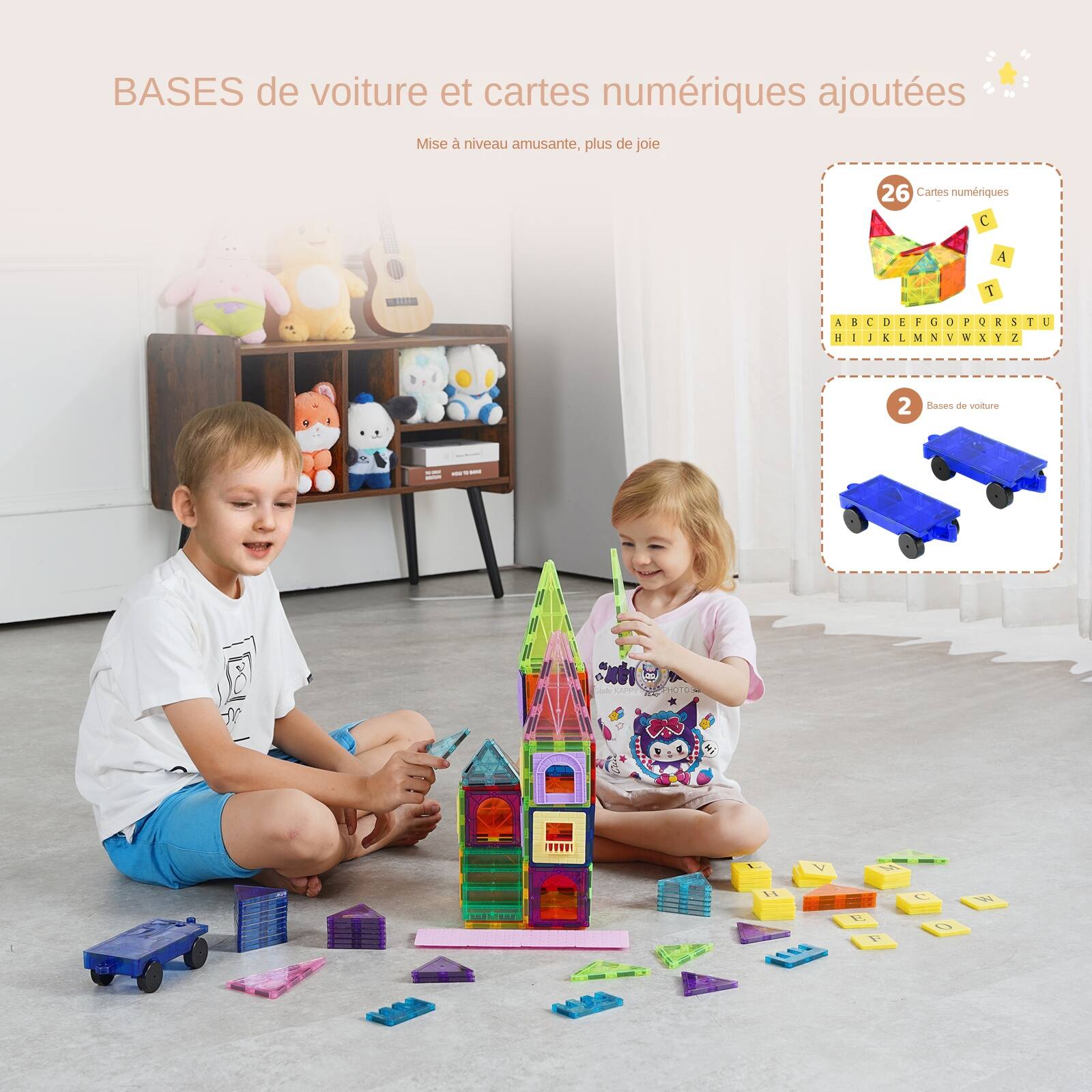 BASES de voiture et cartes numériques ajoutées  
Mise à niveau amusante, plus de joie  

26 Cartes numériques  
C A I A 8 a - C I U & a L - M G A O 1 F T a R 5 1 5 2 1 L 2 anes de volture AU C Y s S E  

2 Bases de voiture