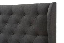 Baxton Studio - Cadence Modern and Contemporary Fabric Button-Tufted King Size Winged Headboard - Dark Gray