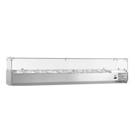 Equator - Commercial Refrigerator Condiment Prep Station, Glass Lid, 9 Pan (GN1/3×9), 33–41°F, 78.7" - Stainless Steel
